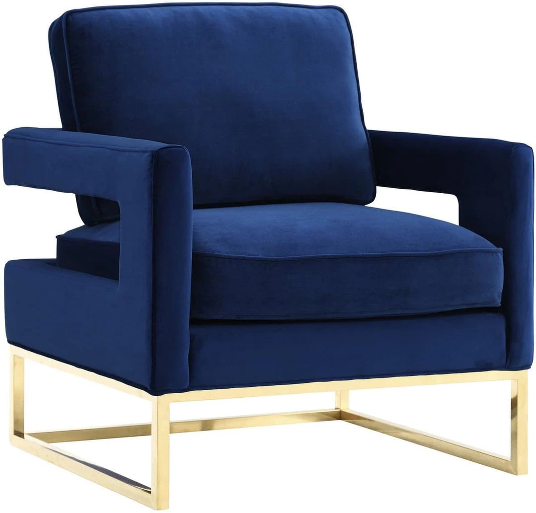TOV Living Room Avery Velvet Accent Chair With Gold Legs