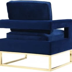 TOV Living Room Avery Velvet Accent Chair With Gold Legs