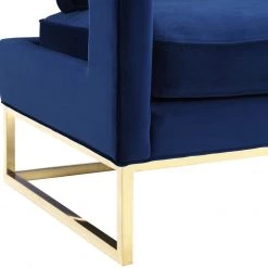 TOV Living Room Avery Velvet Accent Chair With Gold Legs