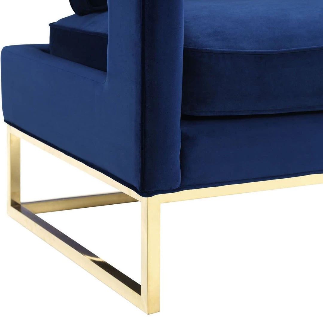 TOV Living Room Avery Velvet Accent Chair With Gold Legs