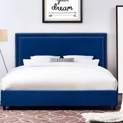 TOV Reed Navy Velvet Bed