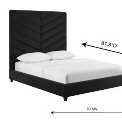 TOV Javan Velvet Bed Tall Headboard