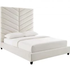 TOV Javan Velvet Bed Tall Headboard