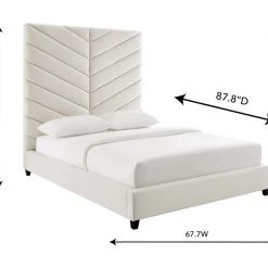 TOV Javan Velvet Bed Tall Headboard