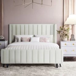 TOV Waverly Cream Velvet Bed Bedroom