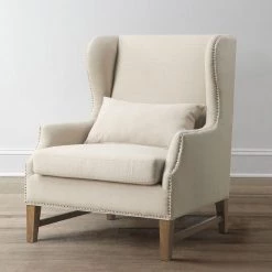 TOV Living Room Devon Linen Wing Chair