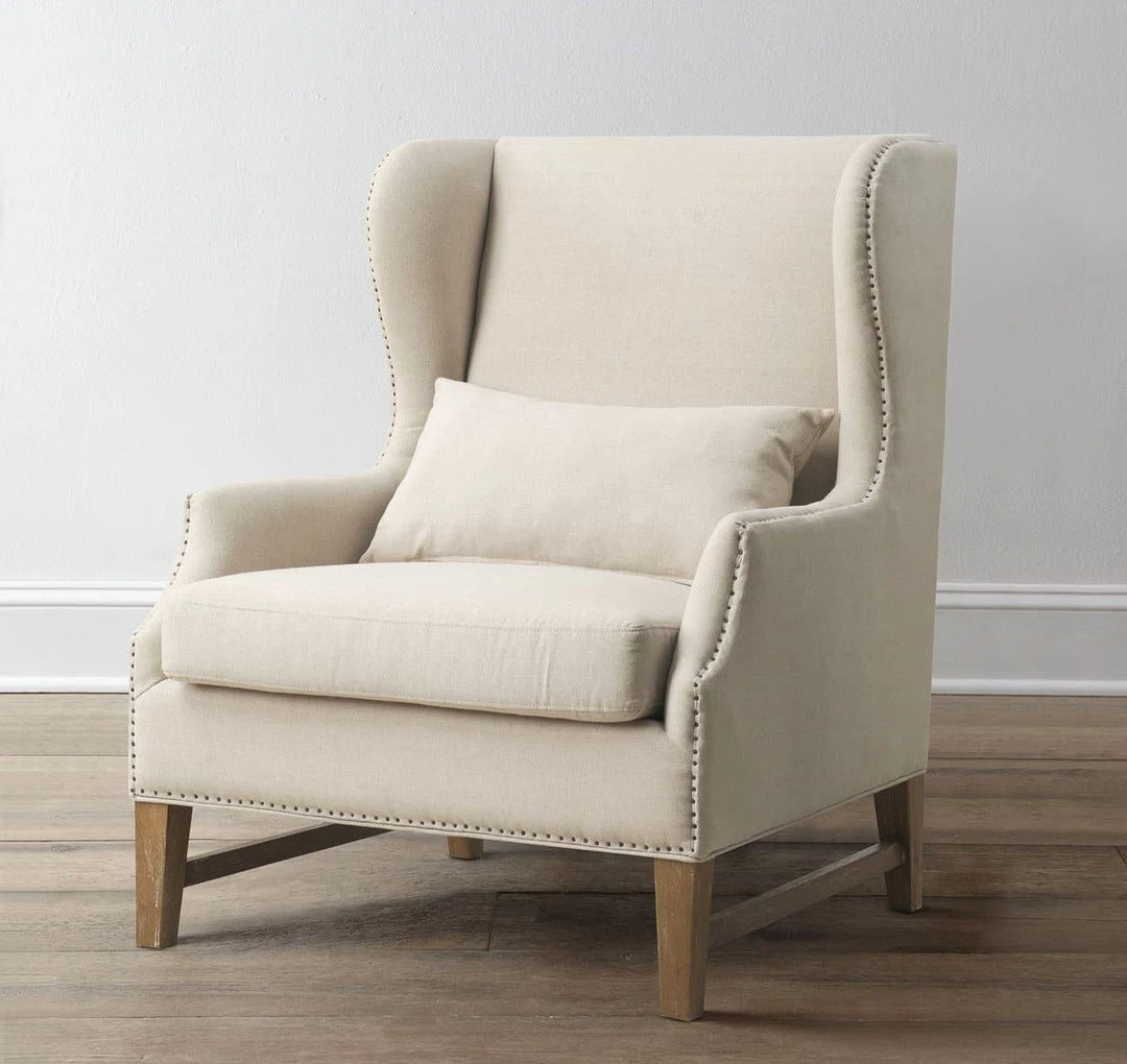 TOV Living Room Devon Linen Wing Chair