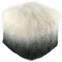 TOV Bedroom Tibetan Sheep White To Grey Pouf