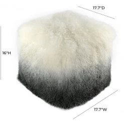 TOV Bedroom Tibetan Sheep White To Grey Pouf