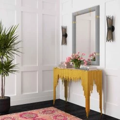 TOV Aisha Grey Raffia Mirror Home Decor