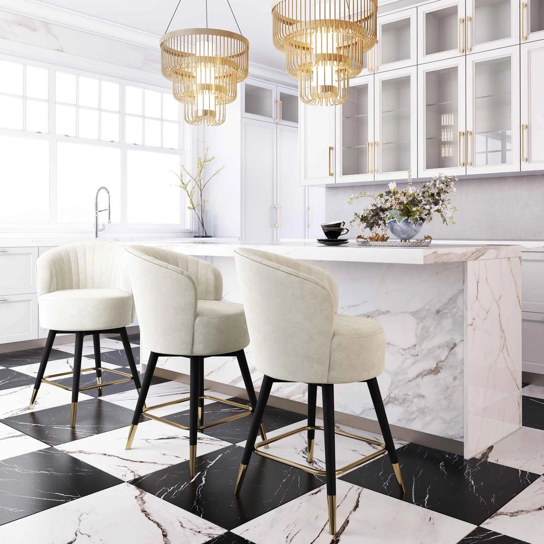 TOV Liana Velvet Swivel Stool