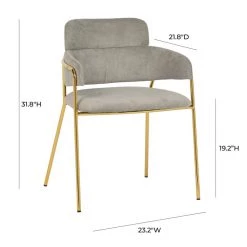 TOV Dining Room Karl Grey Velvet Chair - Set Of 2