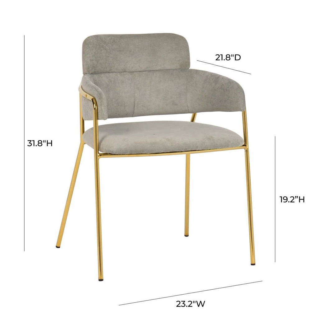 TOV Dining Room Karl Grey Velvet Chair - Set Of 2