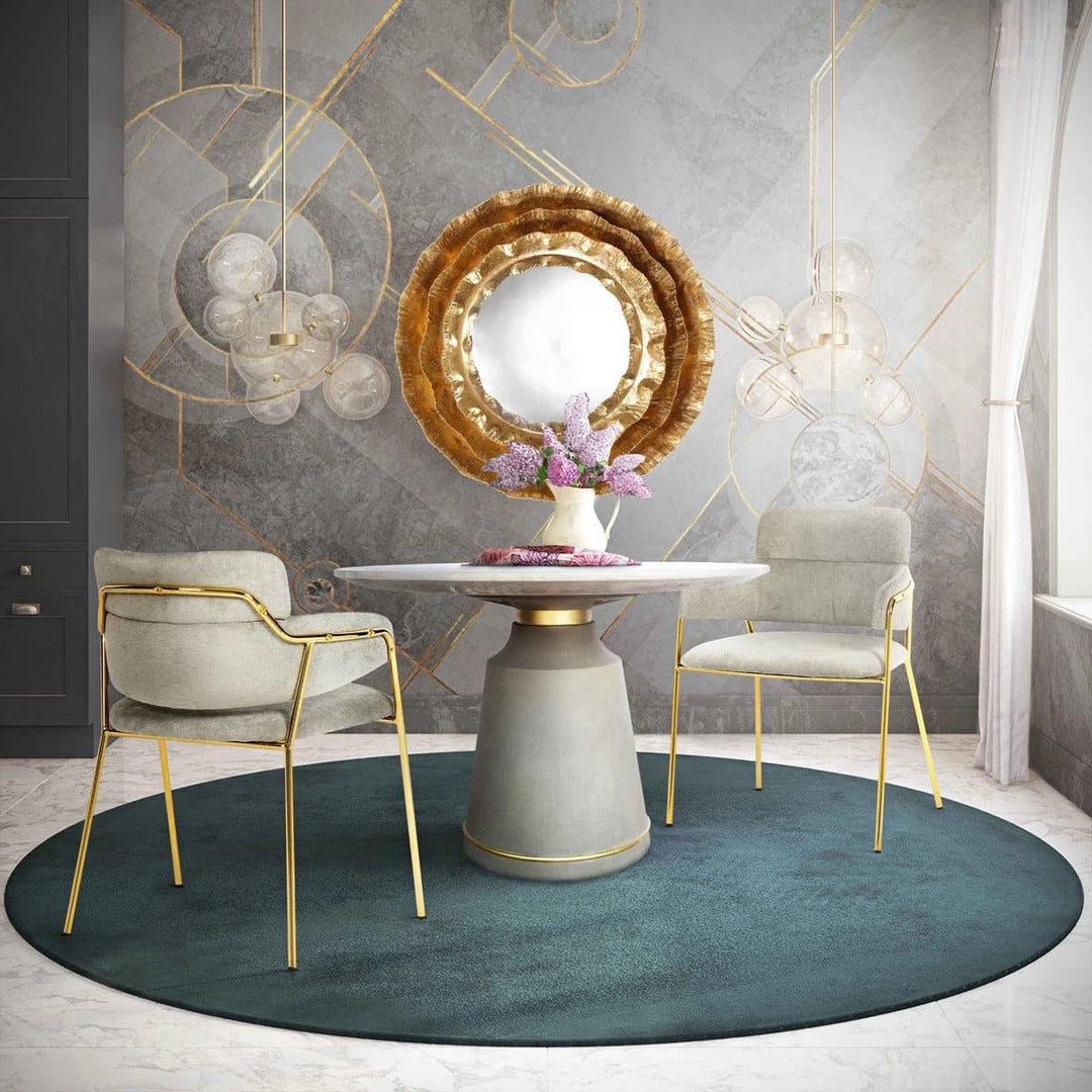 TOV Dining Room Karl Grey Velvet Chair - Set Of 2