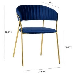 TOV Padma Navy Velvet Chair - Set Of 2 Dining Room