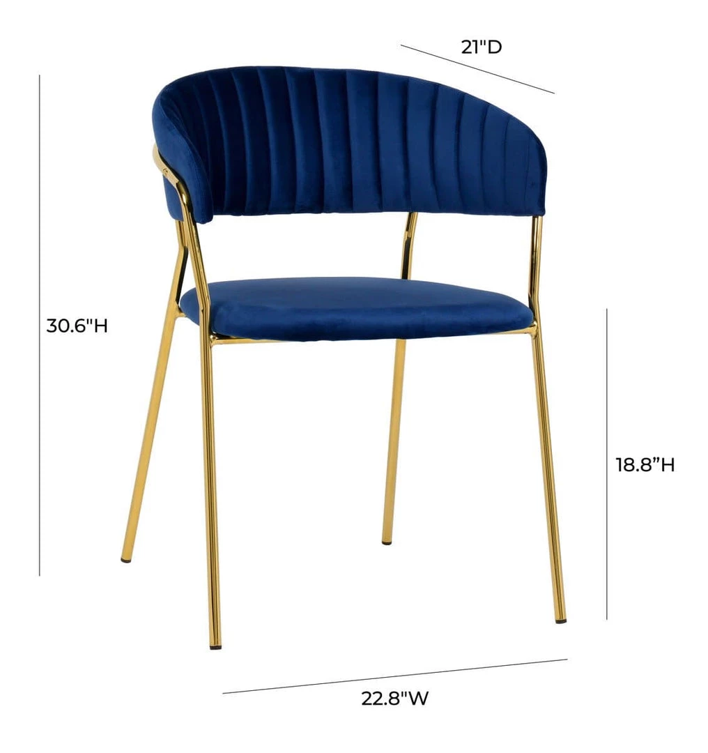 TOV Padma Navy Velvet Chair - Set Of 2 Dining Room
