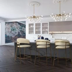 TOV Padma Vegan Leather Counter Stool - Set Of 2 Dining Room