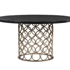 TOV Valentina Brass Round Dining Table Dining Room