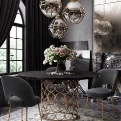 TOV Valentina Brass Round Dining Table Dining Room