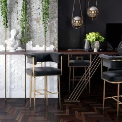 TOV Astrid Velvet Bar Stool Dining Room