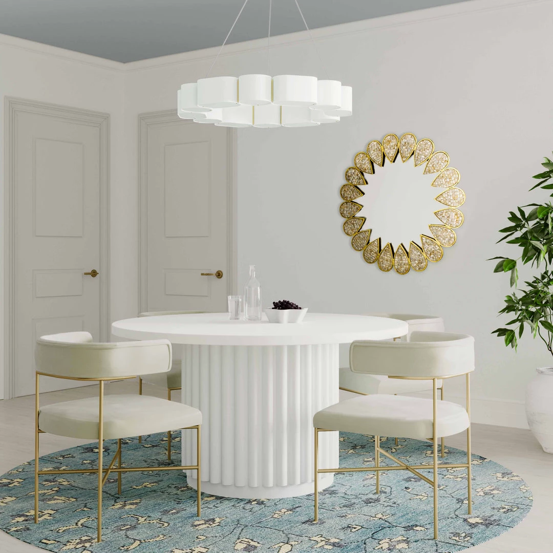 TOV Kali 55" White Round Dining Table