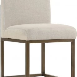 TOV Haute Beige Linen Chair In Brass