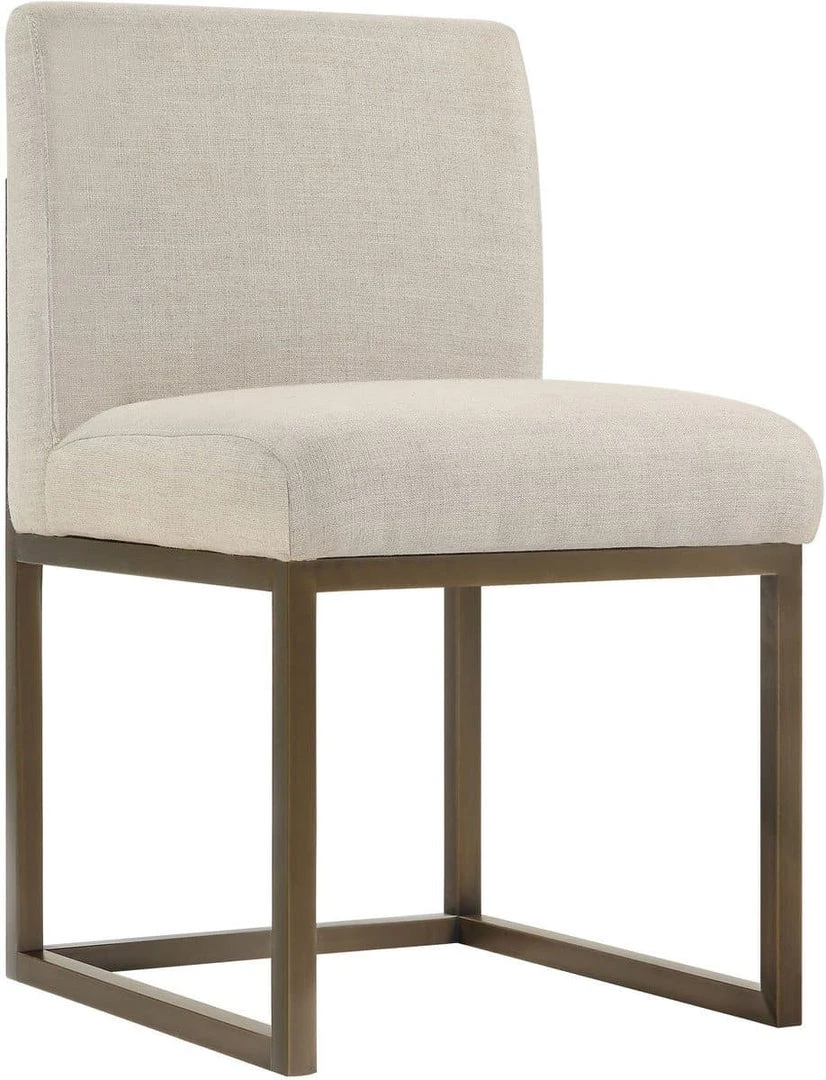 TOV Haute Beige Linen Chair In Brass