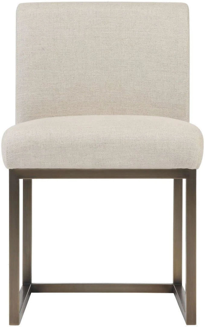 TOV Haute Beige Linen Chair In Brass