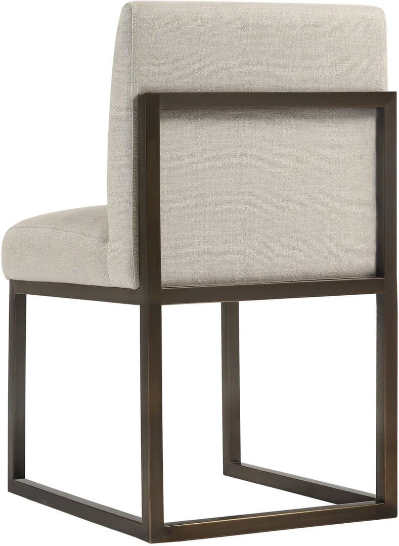 TOV Haute Beige Linen Chair In Brass