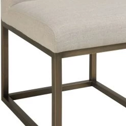 TOV Haute Beige Linen Chair In Brass