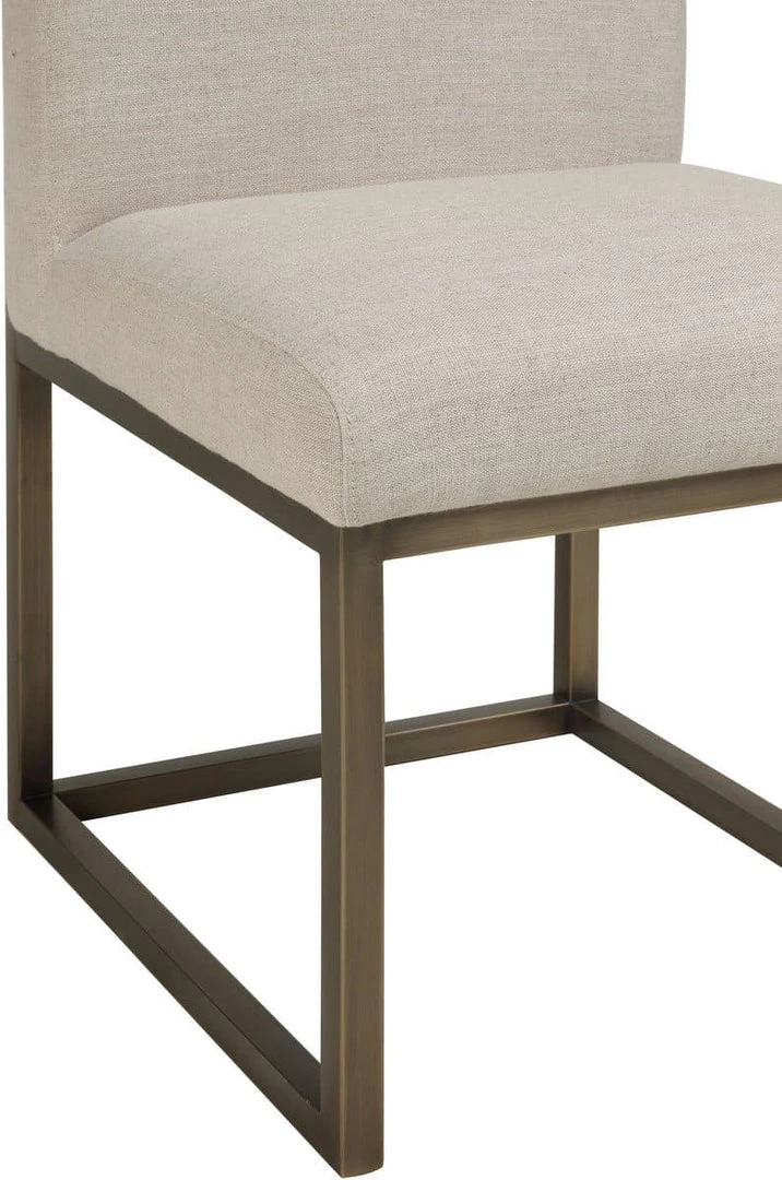 TOV Haute Beige Linen Chair In Brass