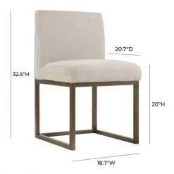 TOV Haute Beige Linen Chair In Brass