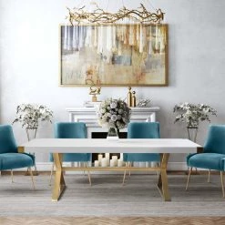 TOV Beatrix Velvet Dining Chair Gold Legs