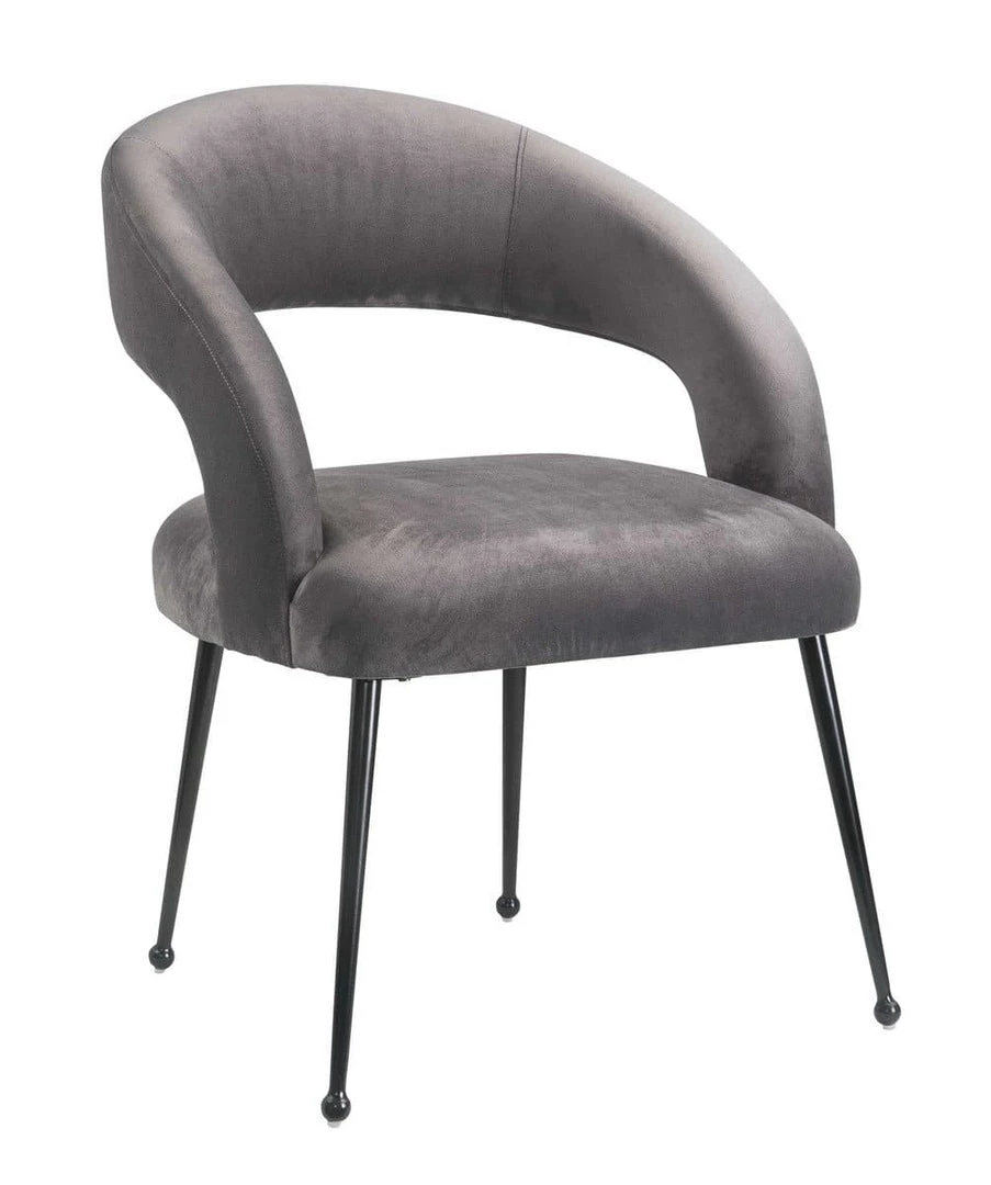 TOV Dining Room Rocco Grey Velvet Dining Chair
