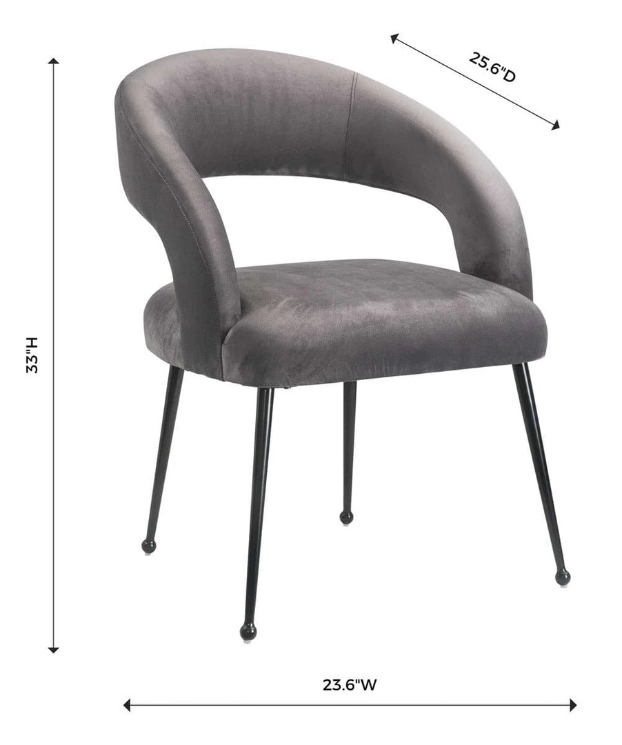 TOV Dining Room Rocco Grey Velvet Dining Chair