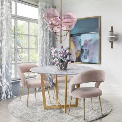 TOV Dining Room Rocco Blush Velvet Dining Chair