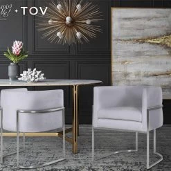 TOV Giselle Velvet Dining Chair - Silver Frame Dining Room