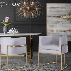 TOV Giselle Velvet Dining Chair - Gold Frame Dining Room