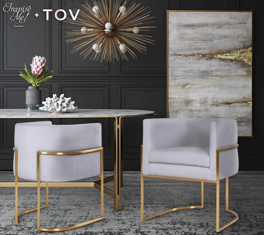 TOV Giselle Velvet Dining Chair - Gold Frame Dining Room