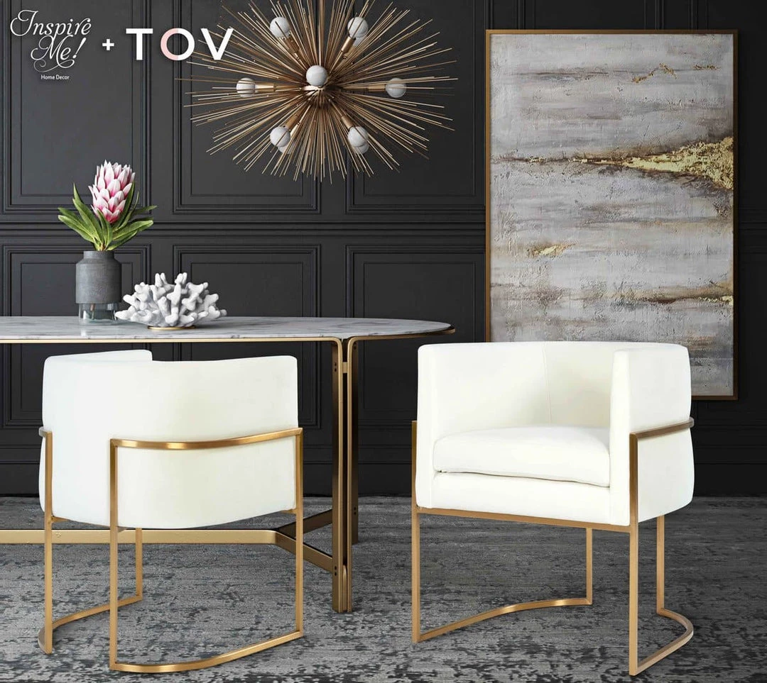 TOV Giselle Velvet Dining Chair - Gold Frame Dining Room