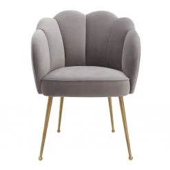 TOV Dining Room Peony Grey Velvet Dining Chair