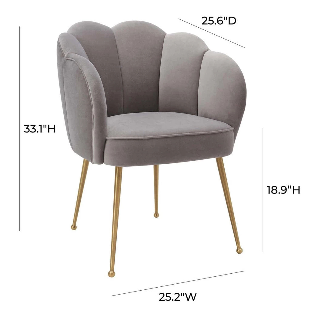 TOV Dining Room Peony Grey Velvet Dining Chair