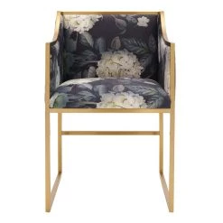 TOV Dining Room Atara Floral Velvet Gold Chair