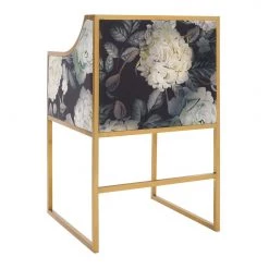TOV Dining Room Atara Floral Velvet Gold Chair