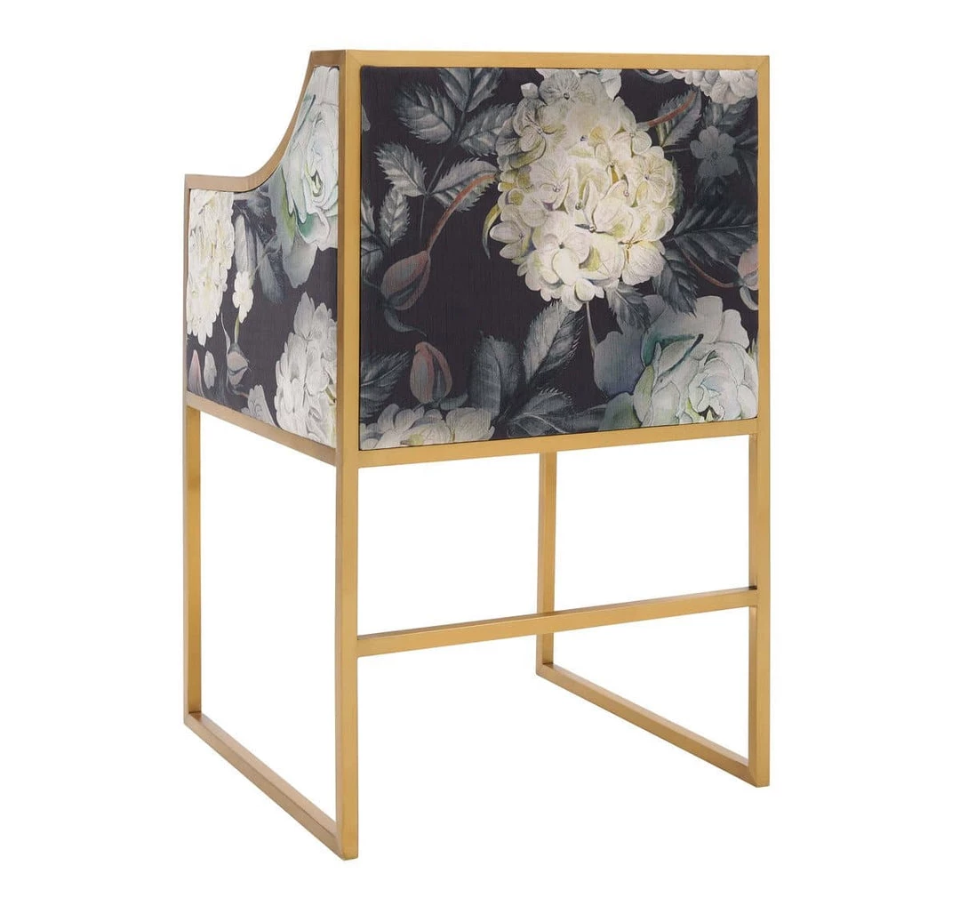 TOV Dining Room Atara Floral Velvet Gold Chair