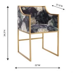 TOV Dining Room Atara Floral Velvet Gold Chair