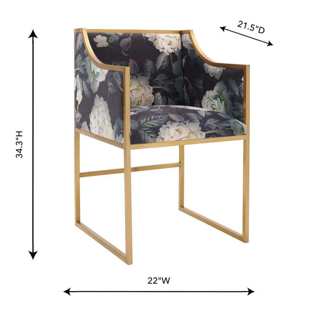 TOV Dining Room Atara Floral Velvet Gold Chair