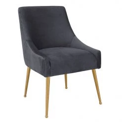 TOV Beatrix Pleated Velvet Dining Chair Gold Legs Dining Room