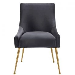 TOV Beatrix Pleated Velvet Dining Chair Gold Legs Dining Room
