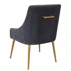 TOV Beatrix Pleated Velvet Dining Chair Gold Legs Dining Room